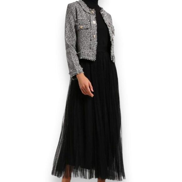 Wild Time Fashion Dresses & Skirts - Black Multi Layer Mesh Pleated Long A-line Midi Skirt -NEW